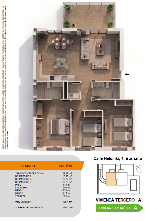 Calle Helsinki, 4, Burriana, tercero a